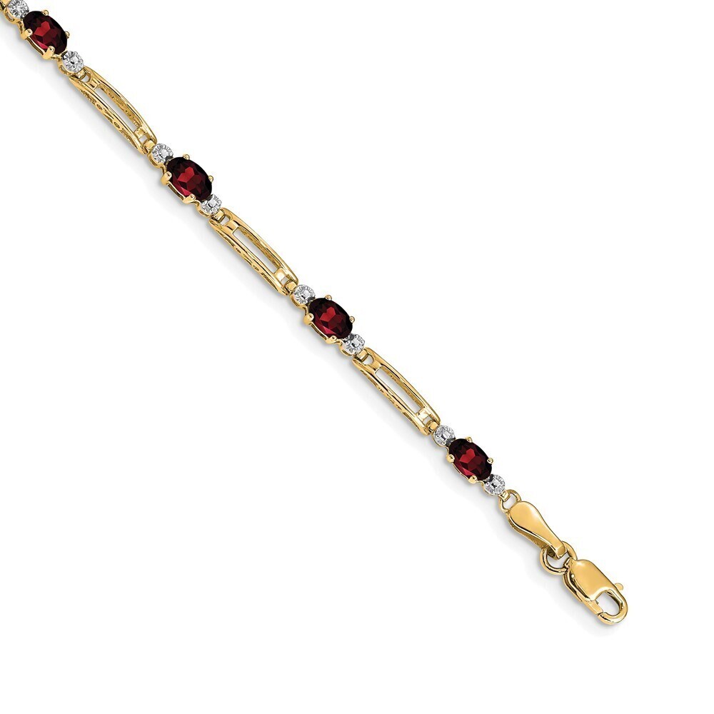 14k Yellow Gold Diamond & Garnet Bracelet